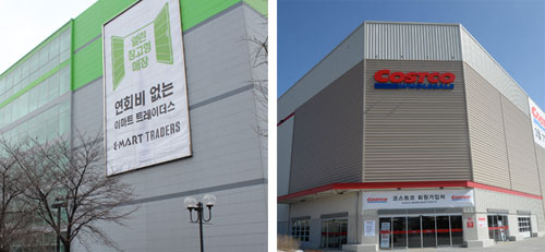 기존 코스트코 대구점에 이마트 트레이더스 비산점, 코스트코 혁신도시점이 새롭게 가세하면서 대구 창고형 대형마트 시장이 급팽창하고 있다. 이마트 트레이더스 비산점(왼쪽), 코스트코 혁신도시점 전경. 매일신문 DB
