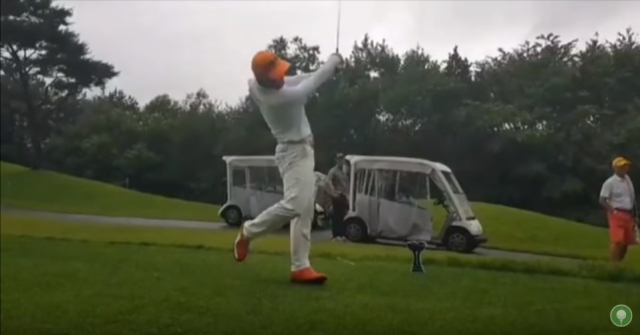 최호성 골퍼의 낚시꾼 스윙. 유튜브 캡처
