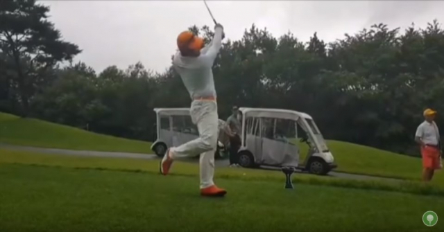 최호성 골퍼의 낚시꾼 스윙. 유튜브 캡처
