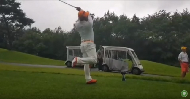 최호성 골퍼의 낚시꾼 스윙. 유튜브 캡처