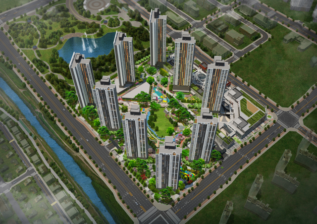 대구테크노폴리스 예미지 더 센트럴 ＆ 애비뉴스완 투시도. 금성백조 제공