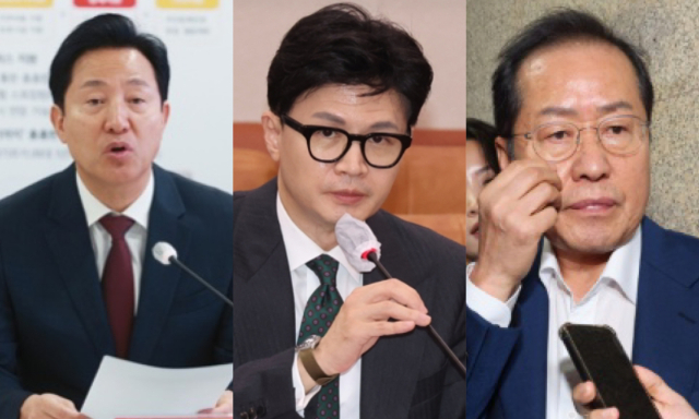 오세훈 서울 시장, 한동훈 법무부 장관, 홍준표 대구 시장. 연합뉴스