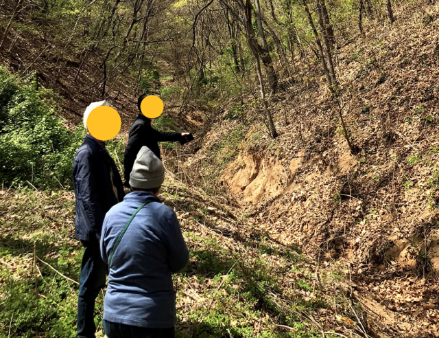 경북 김천 국민보도연맹 및 예비검속 사건 희생장소인 구성면 송죽리 돌고개 현장. 희생장소는 도로와 가깝지만 수목과 잡풀 등으로 인해 도로변에서는 잘 보이지 않는다. 인근 거주민 중에는 어린 시절 희생장소에서 유골을 목격했다는 사람들도 있었다. 진실화해를위한과거사정리위원회 제공